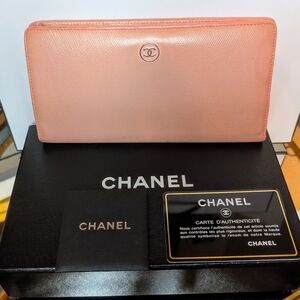 Chanel Light Coral Bifold Leather Wallet Full Inclusion